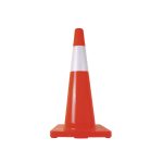 CONO DE PVC DE 71 CMS BASE NARANJA Y FRANJA REFLEJANTE